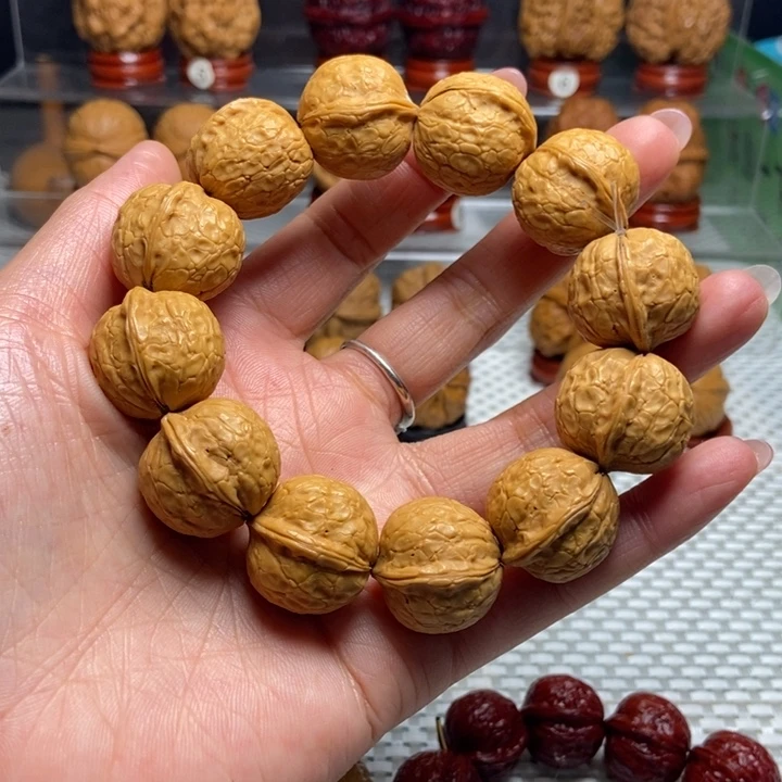 米***多文玩核桃把件9黄金豆手串