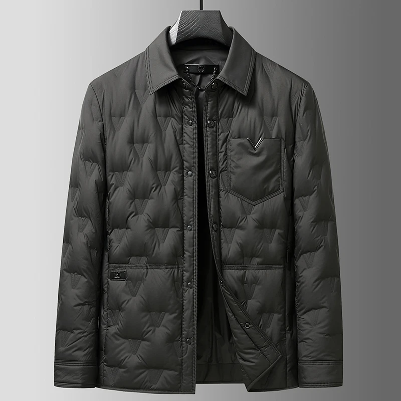 JOZDICE/纪治迪哲羽绒服外套冬季休闲翻领衬衫式时尚羽绒服男款