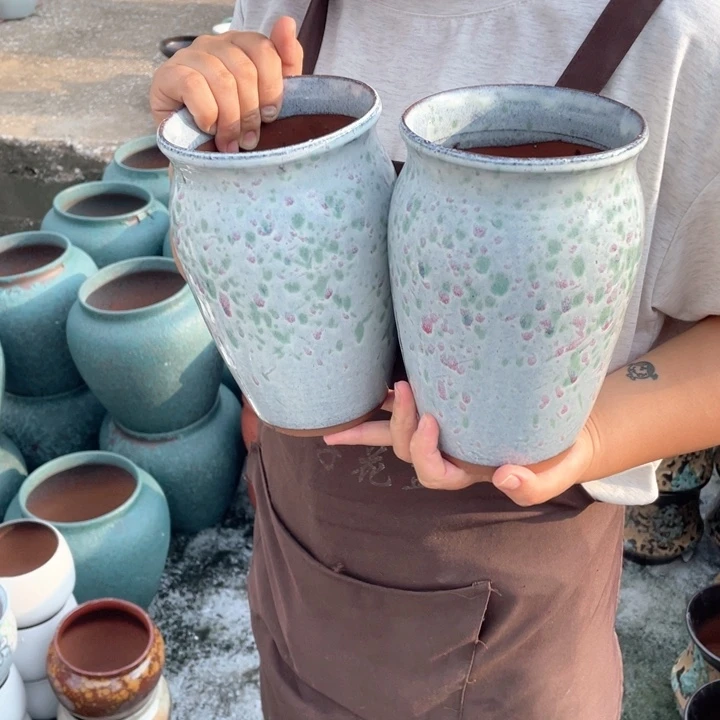 紫砂花盆口12高18瑕疵瑕疵
