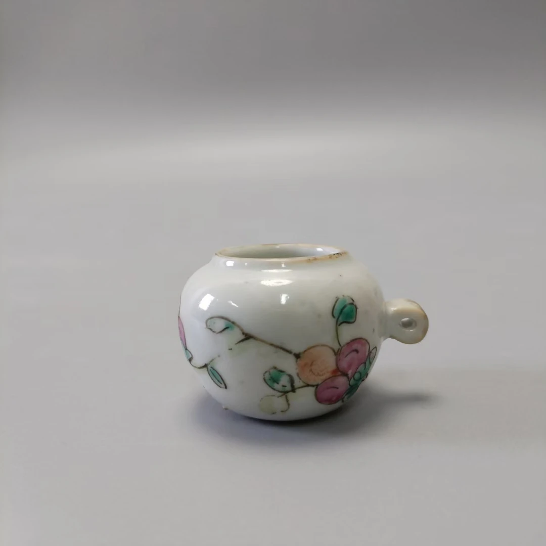 1229 晚清 粉彩花卉鸟食罐