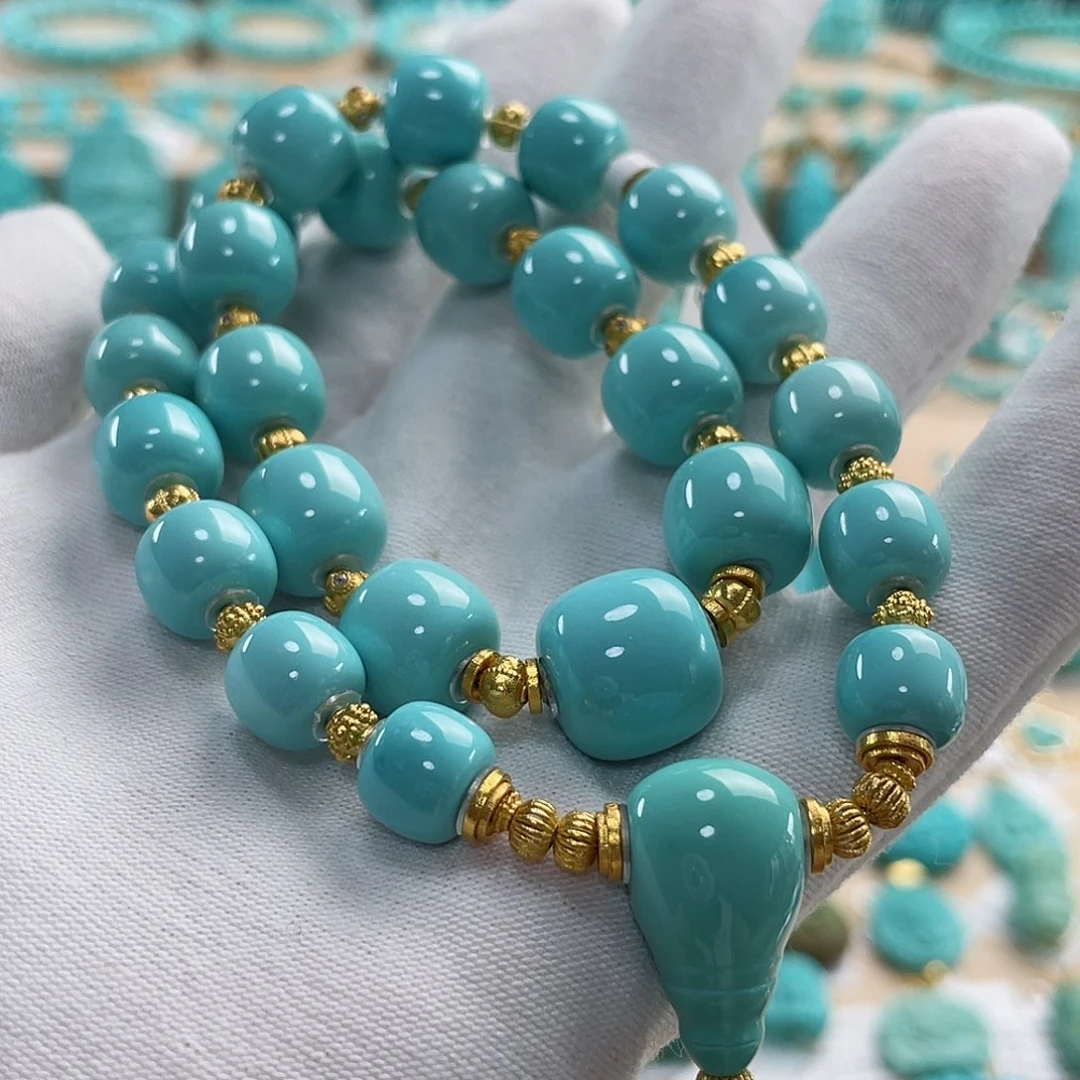 绿松石珠宝奇石18K金镶嵌