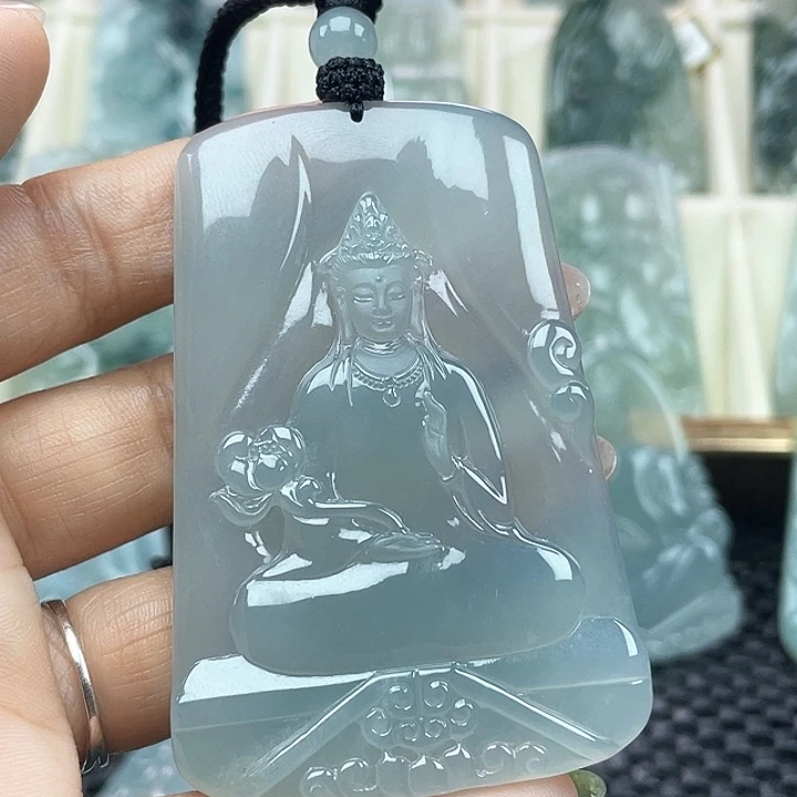 颈饰未镶嵌翡翠木*苏天然缅甸翡翠A货素衣观音