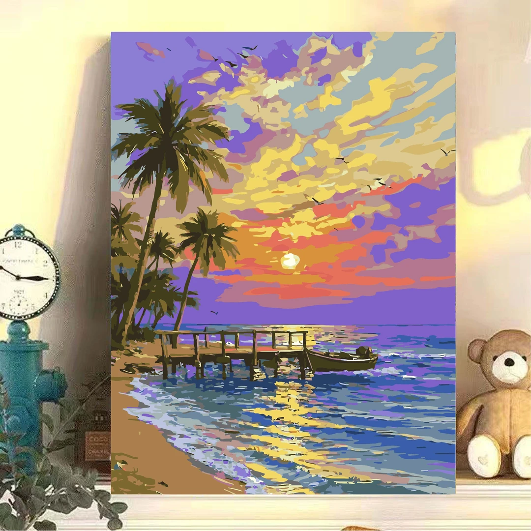 花卉风景diy手工填色丙烯数字油画高颜值治愈0基础填色油画ins风
