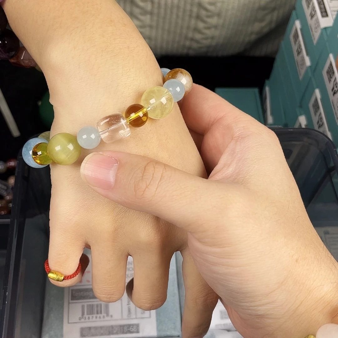 水晶手串银S925镀金镶嵌