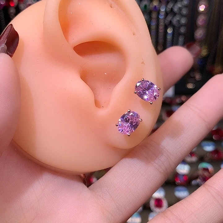 蓝宝石耳饰银S925镶嵌68