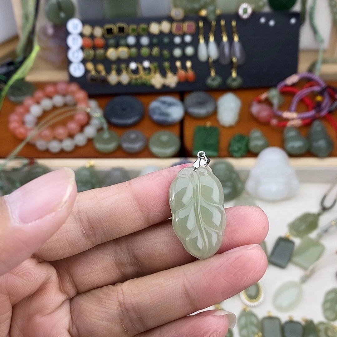 和田玉银S925镶嵌吊坠(不含链)