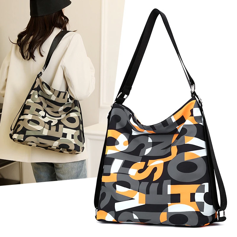 时尚印花大容量单肩包新款多功能尼龙布双肩包通勤旅行妈咪包