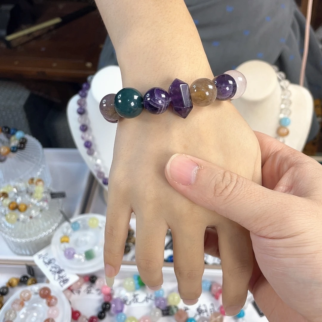 水晶手链银S925镀金镶嵌