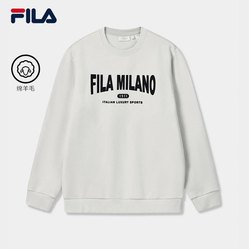 Fila/斐乐男士【重磅加绒羊毛柔心纱】时尚保暖套头卫衣F11M545205F