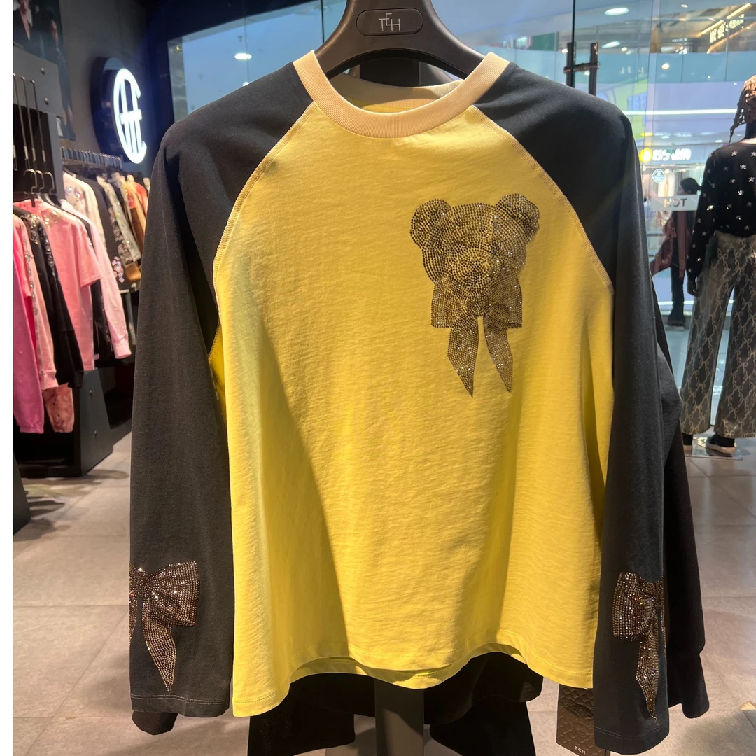 TCH服饰店-2025早春新款拼色长袖T恤打底T75A088017