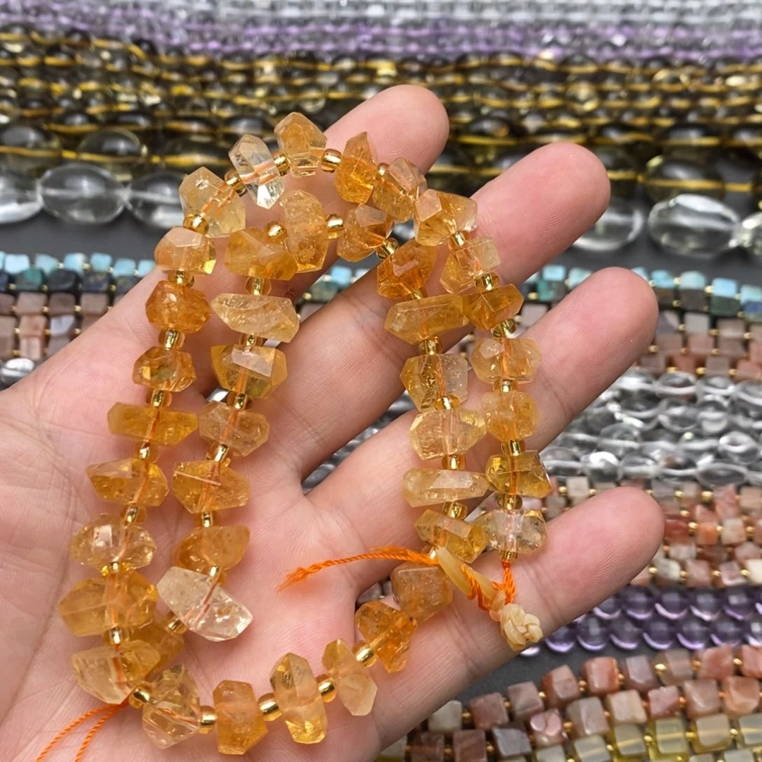 玛瑙/玉髓未镶嵌珠宝半成品拍十得一暴力黄14mm一条