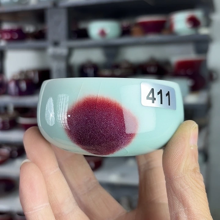 411纯手工满釉支烧钧瓷原矿釉主人杯