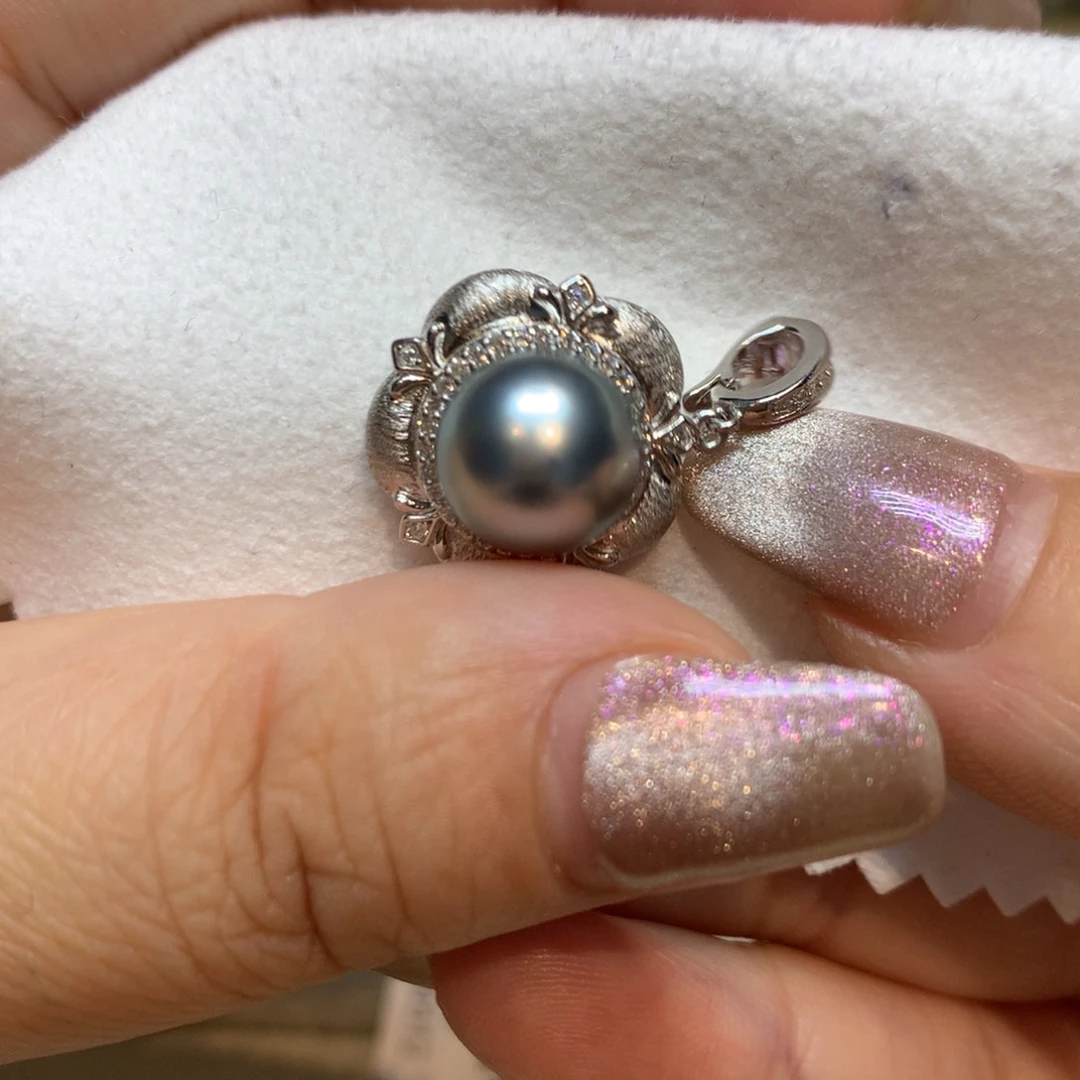 海水珍珠银S925镶嵌颈饰