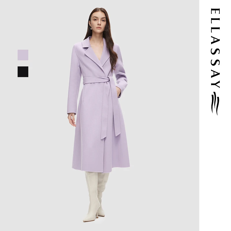 ELLASSAY歌力思秋季新款时尚中长款毛呢大衣女E353D02200