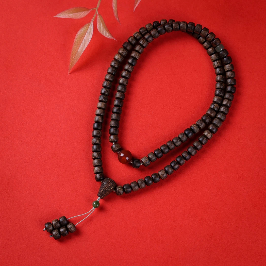 沉香赛级留疤老白棋0.8*108桶珠多圈