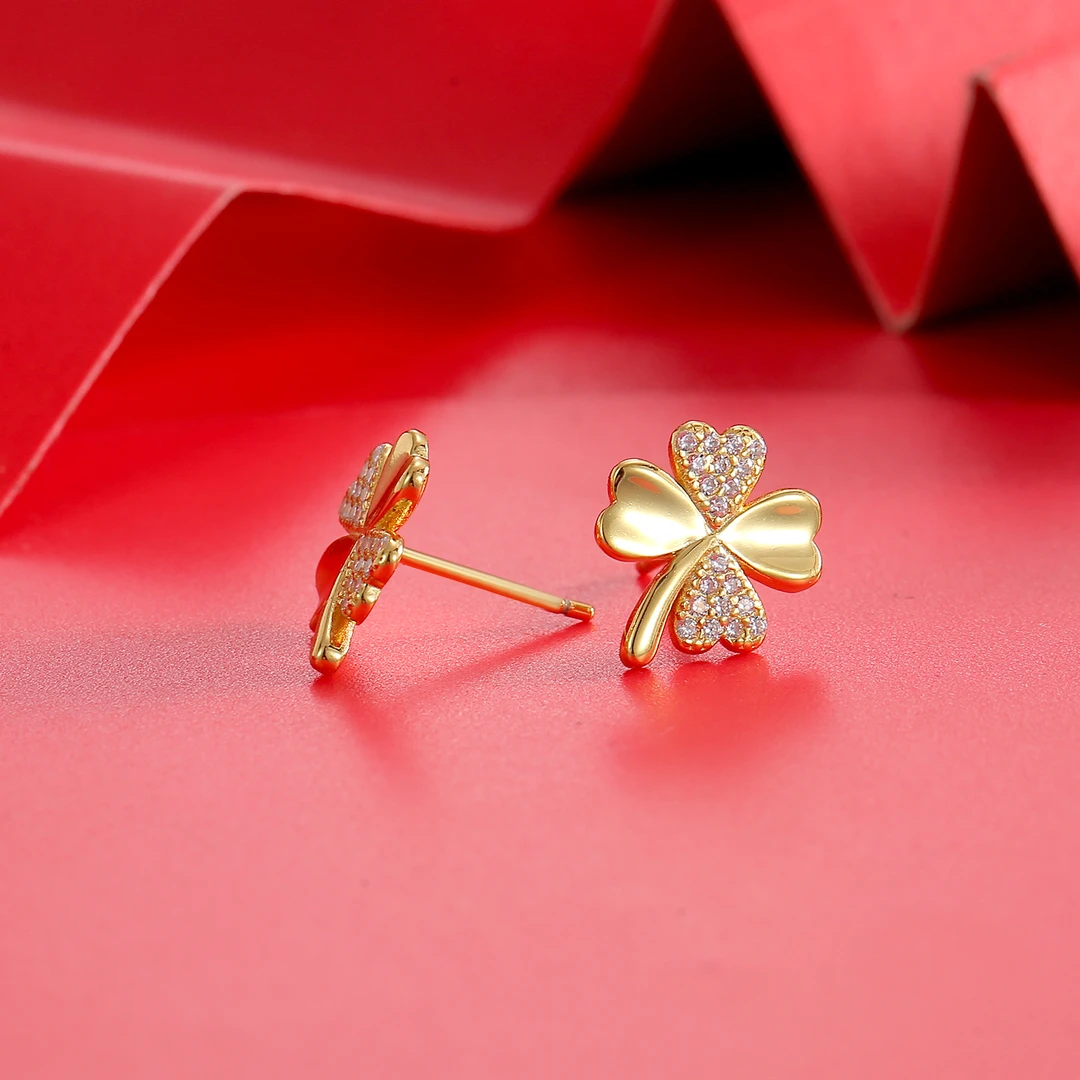 925银耳饰 四叶草耳钉女小众简约时尚新潮轻奢风高级耳环耳骨钉