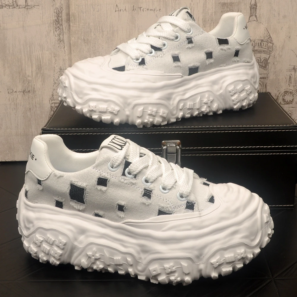 厚底老爹鞋男款2025超火乞丐帆布鞋夏季透气内增高鞋子男士休闲鞋