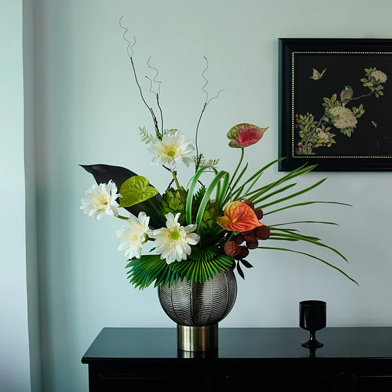 花屿星河|设计 手感保湿仿真花高端轻奢大气样板间别墅摆件导台花