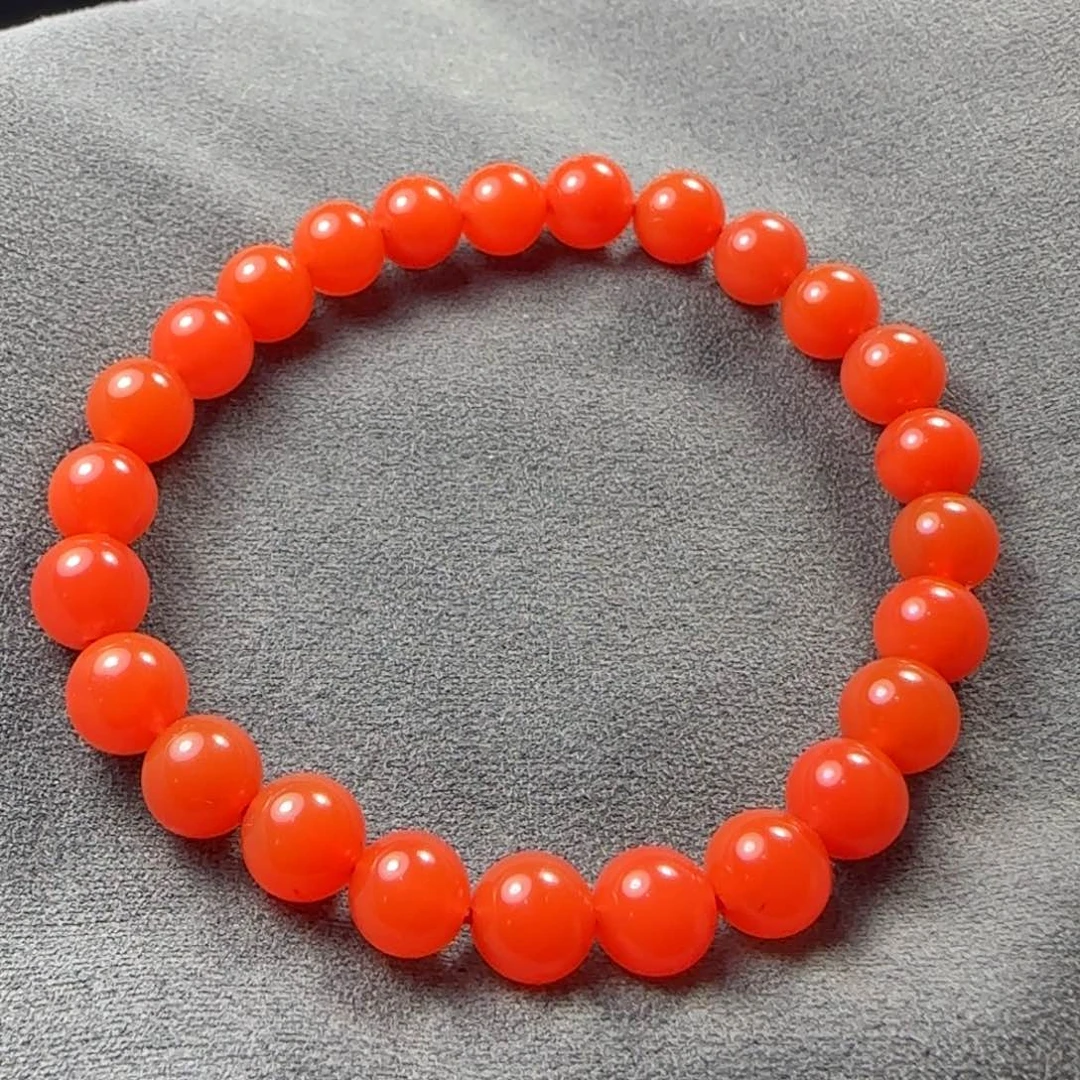 南红玛瑙未镶嵌三眼井7+柿子红单圈