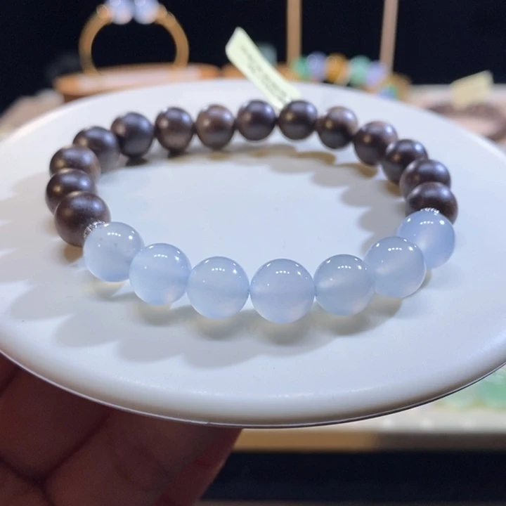 翡翠未镶嵌颈饰翡翠冰胶蓝手串