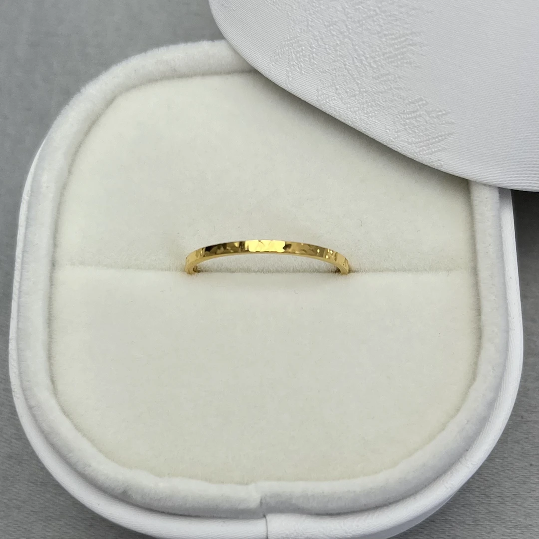 0.65 足金999 碎冰冰黄金戒指 14圈口 气质轻奢时尚小众简约甜美