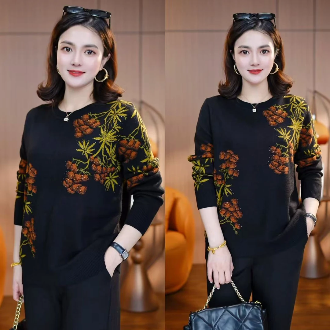 暗夜星果-2025新款羊毛衫毛衣洋气百搭冬季保暖宽松中老年妈妈装