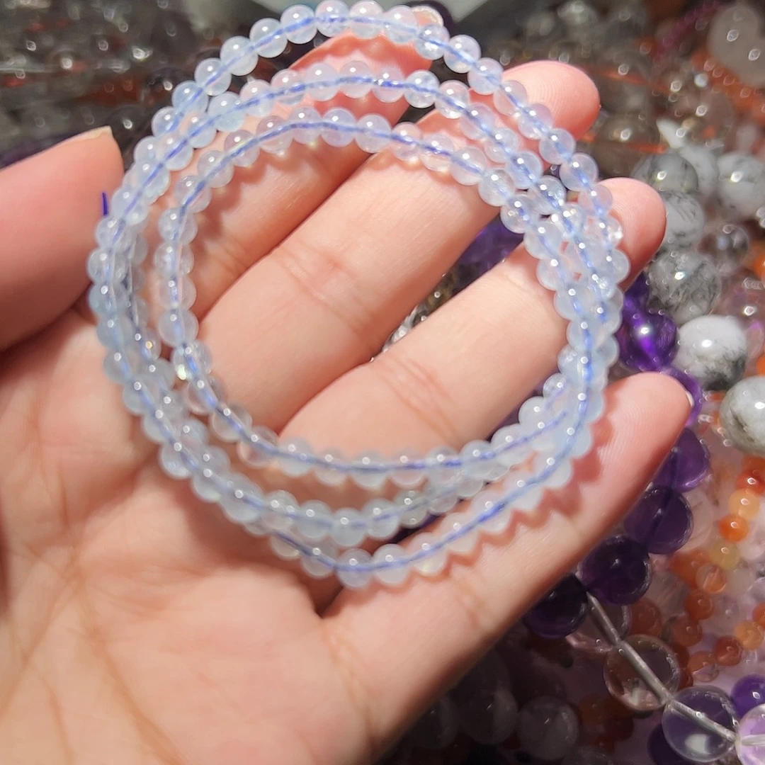 水晶手链未镶嵌海蓝宝多圈