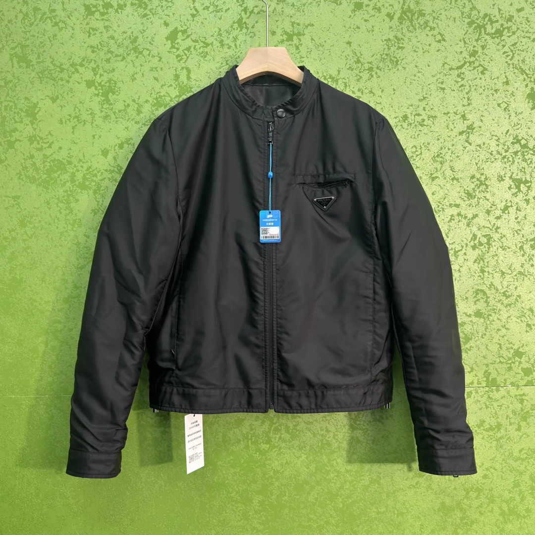 99新 Prada/普拉达 双面三角标皮衣夹克/50/工价36800/r2373531