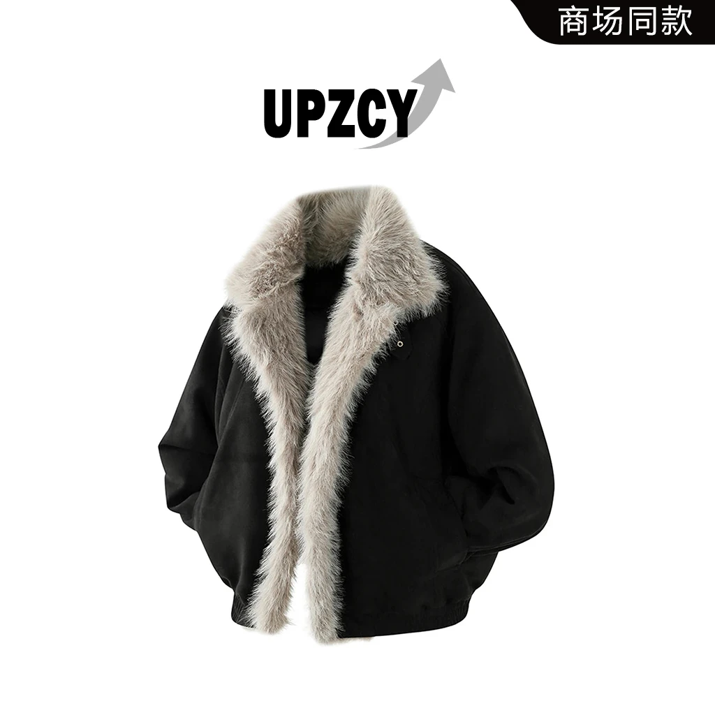 UPZCY美式街头潮牌加绒棉衣男装冬季新款休闲宽松百搭复古ins棉服