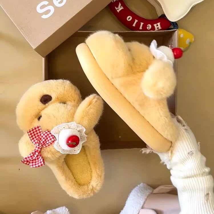 小狗棉拖鞋女款2025新款室内家居时尚可爱保暖棉拖半拖毛拖鞋冬季