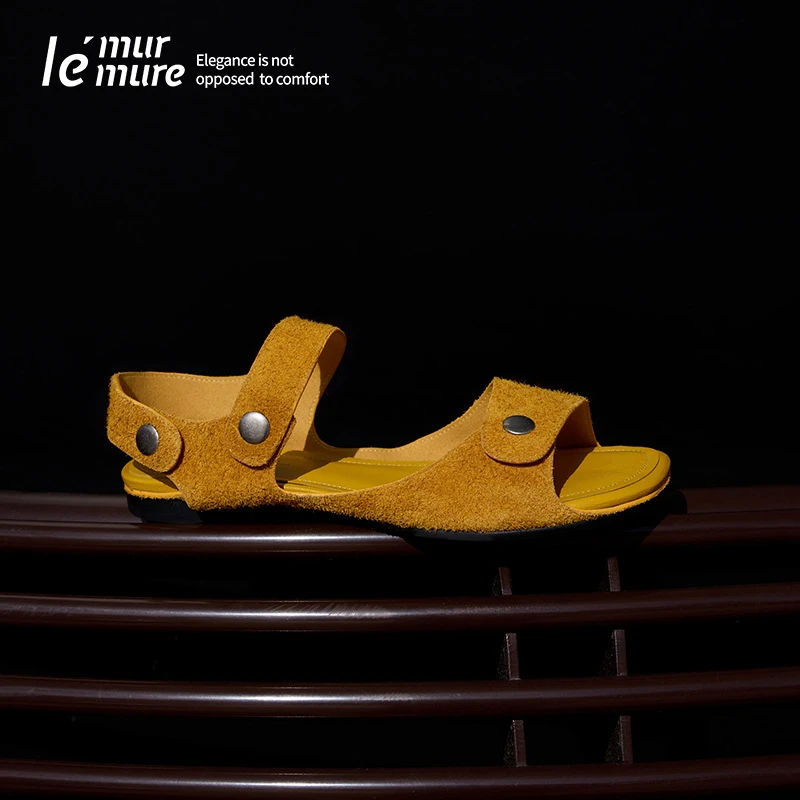 Le' Murmure 原生肌理｜两片式 解构设计头层牛反绒多色搭扣凉鞋zb