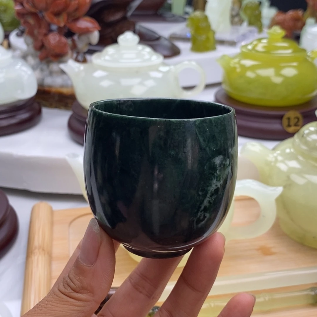 岫玉未镶嵌四大名玉茶杯120毫升