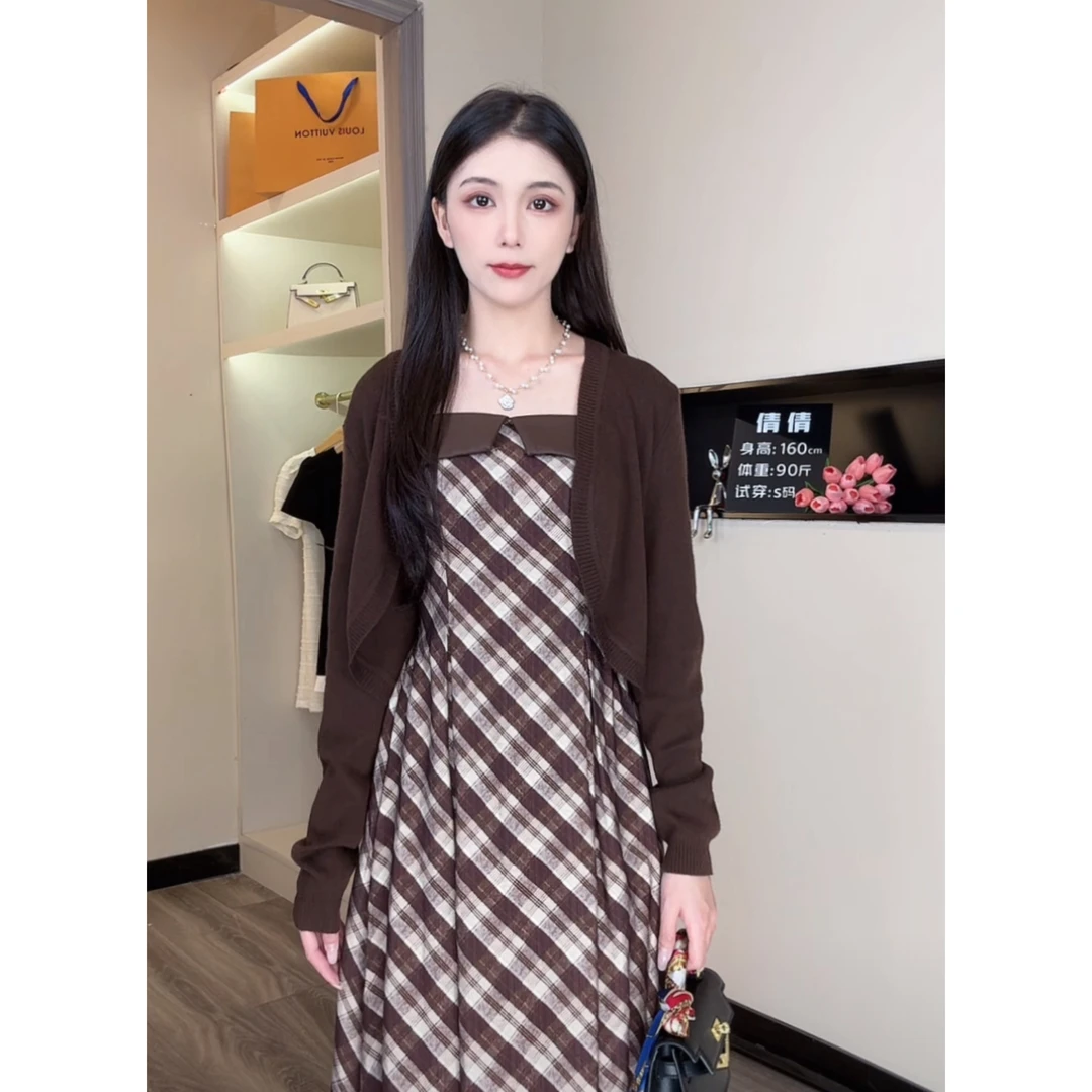 高级感气质时尚套装女2025秋季新款假两件上衣百褶裙两件套