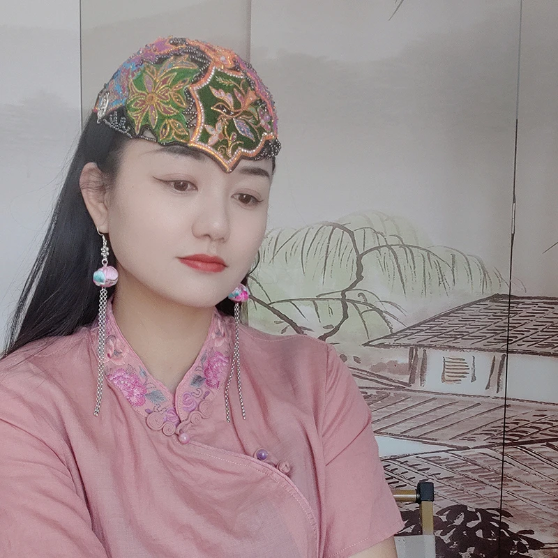 扶茶原创设计-民族风老绣发箍帽216