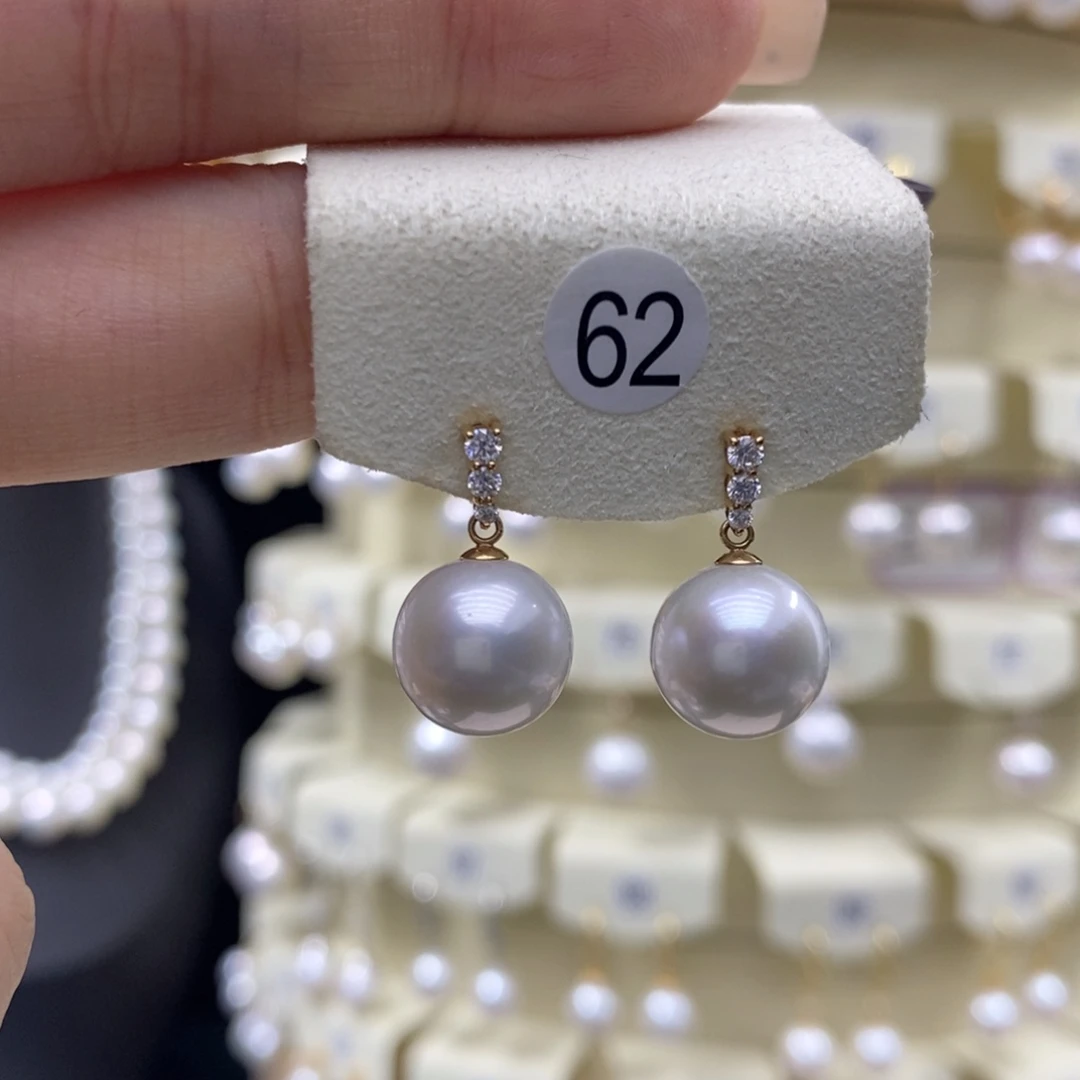 耳饰银S925镶嵌淡水珍珠