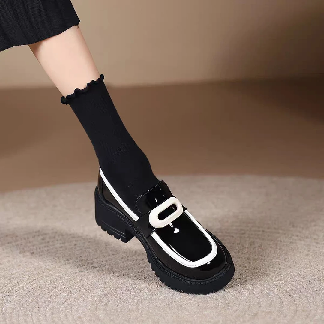 英伦风小皮鞋乐福鞋百搭法式厚底3122