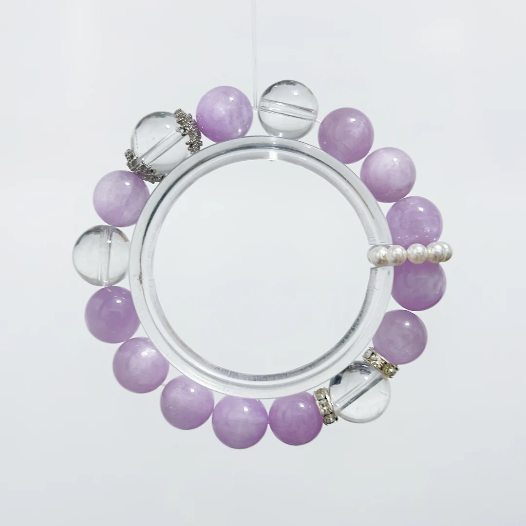 【堇色】原创设计天然水晶紫锂辉大女主个性气质白水晶九紫离火手串