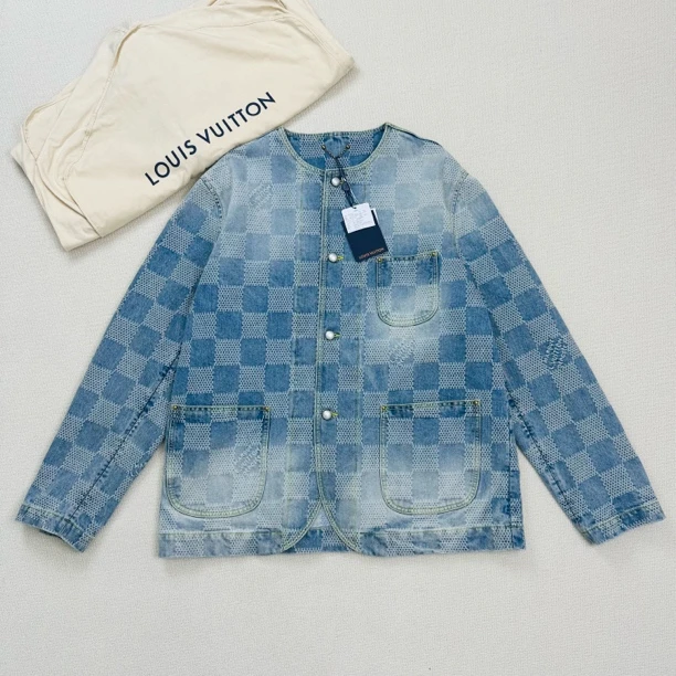未使用 LouisVuitton/路易威登 菲董棋盘格牛仔外套/58码/WL1790