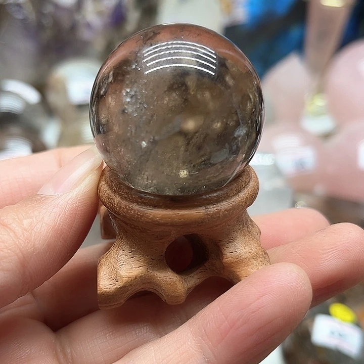 烟晶57克水晶球未镶嵌