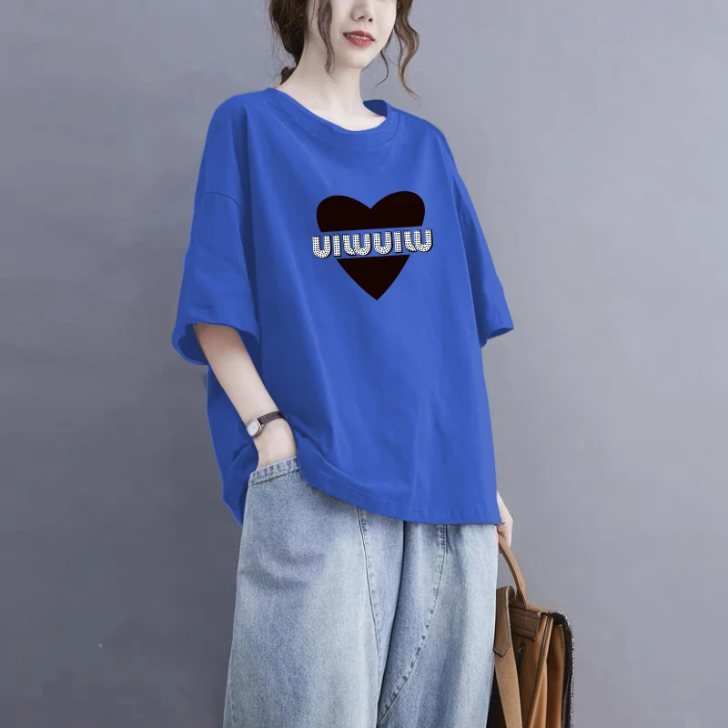 100%棉短袖T恤女夏季复古港风休闲洋气大码显瘦纯棉百搭休闲上衣