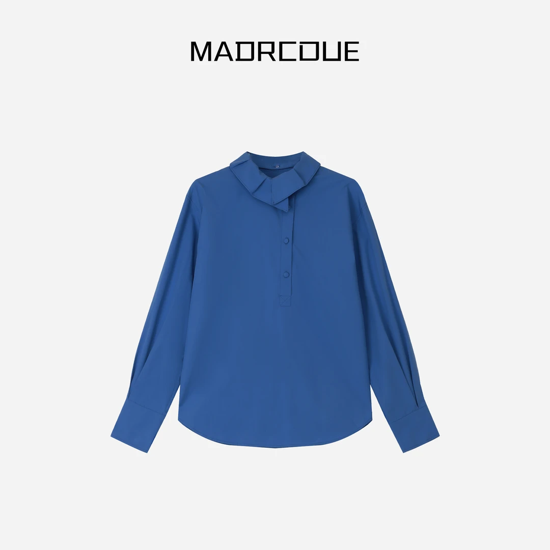 MADRCOUE 可拆卸法式小翻领领斜扣质感长袖衬衫605414