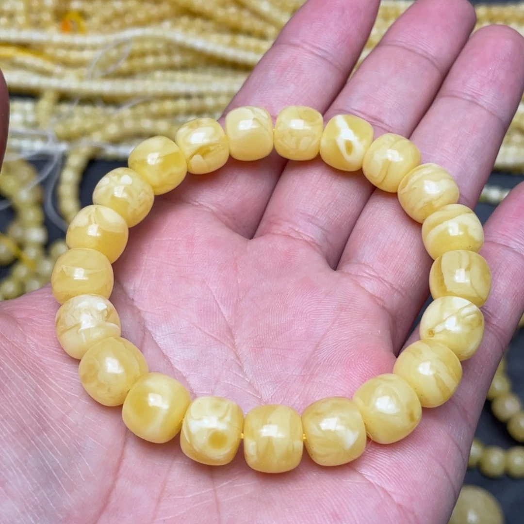 蜜蜡裸石未镶嵌蜜蜡手串10.7mm