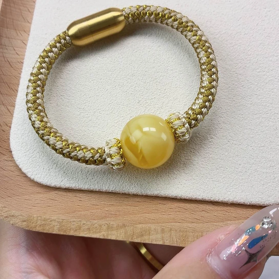 未镶嵌蜜蜡手绳16.5mm圆珠