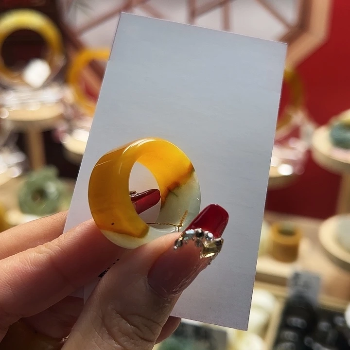 蛇纹石玉戒指未镶嵌内径19.1