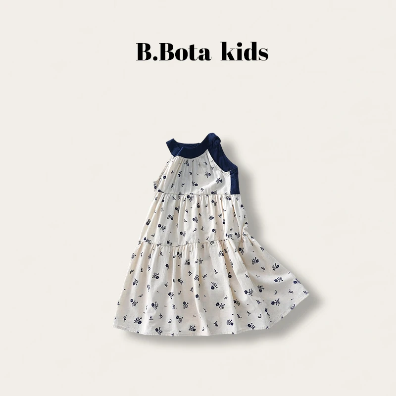 〖姐姐家〗2025夏款儿童碎花无袖长款连衣裙26618