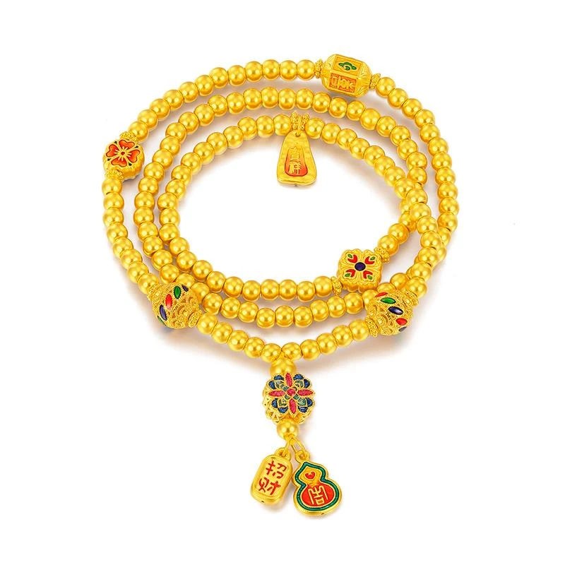 福满圆珠宝3 足金999投资金 水贝精选 招财葫芦项链手链双戴款