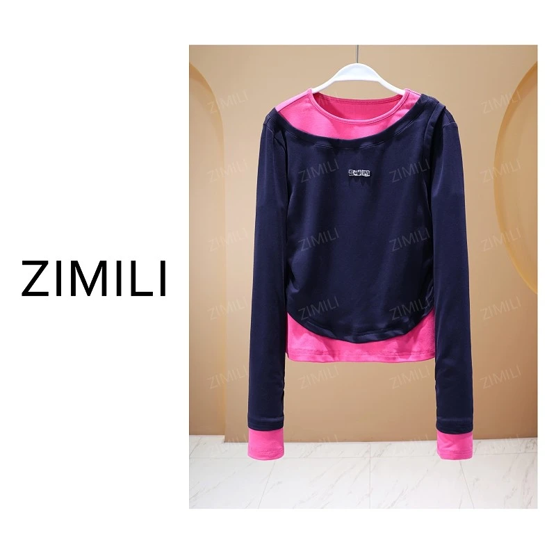 【亮哥欧货女装】冬季加厚羊毛《假两件》高弹显瘦打底上衣6509-B3