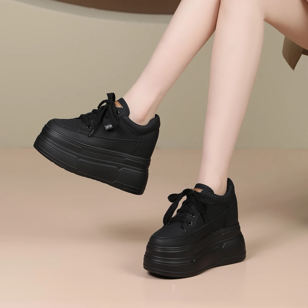 超高跟10-12CM厚底内增高小白鞋时尚百搭秋冬新款小个子休闲女鞋