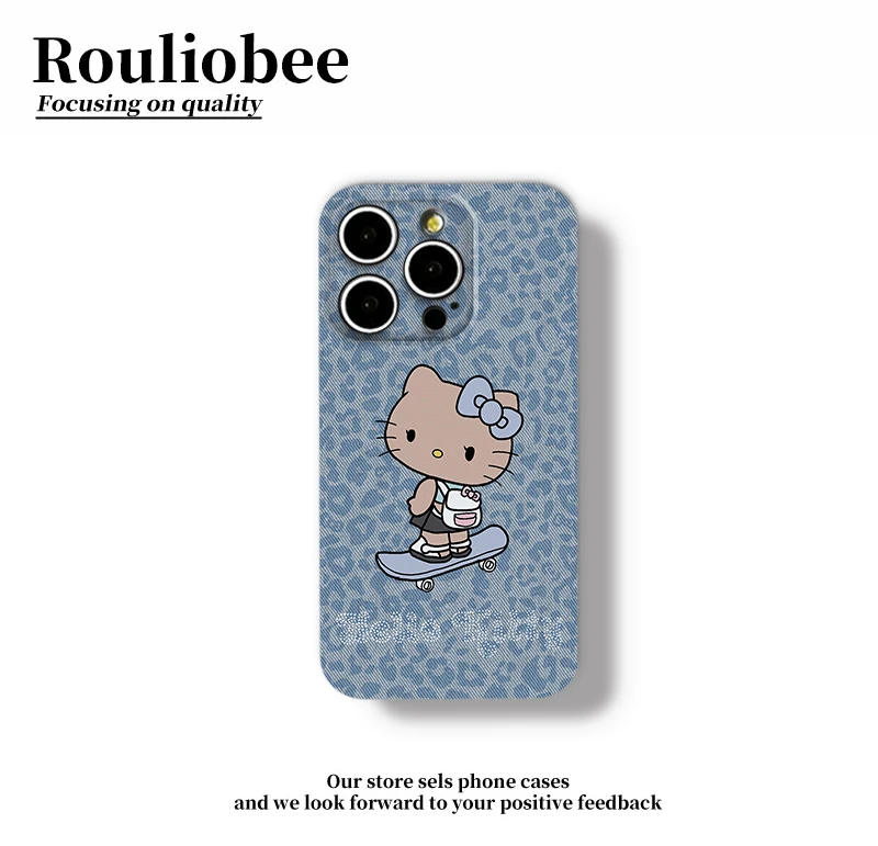 蓝豹纹滑板KT适用苹果17promax手机壳iPhone16华为oppo小米12vivo