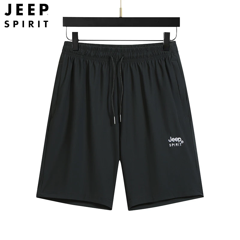 JEEPSPIRIT吉普冰丝五分裤男夏季新款百搭刺绣透气休闲运动短